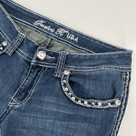 Vintage Y2K Twelve K USA Jeans Womens 6 Low Rise Bootcut Bedazzled Bling - Picture 6 of 12